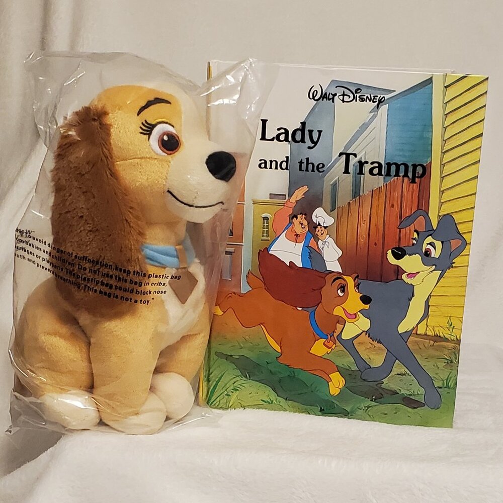 Lady & the Tramp Plush With Large Book Set Classic Story Plush BRAND NEW!